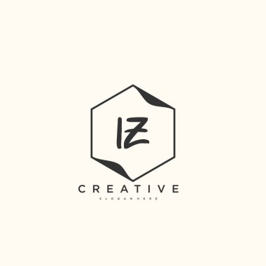 İlk imza, düğün, moda, mücevher, butik, çiçek ve botanik gibi yaratıcı şablona sahip ilk IZ güzellik vektörü logosu, el yazısı sanat tasarımı herhangi bir şirket veya işletme için yaratıcı şablona sahip..