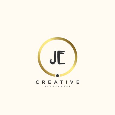 JE güzellik vektörü ilk logosu, ilk imzanın el yazısı sanat tasarımı, düğün, moda, mücevher, butik, çiçek ve botanik, herhangi bir şirket veya işletme için yaratıcı şablona sahip..
