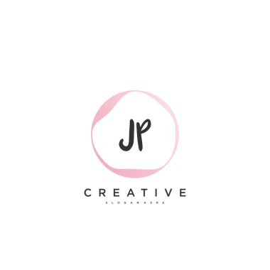 JP güzellik vektörü ilk logosu, ilk imzanın el yazısı sanat tasarımı, düğün, moda, mücevher, butik, çiçek ve botanik, herhangi bir şirket ya da işletme için yaratıcı şablona sahip..
