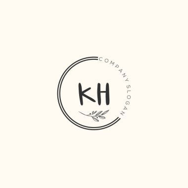 KH Güzellik Vektörü ilk logosu, ilk imzanın el yazısı sanat tasarımı, düğün, moda, mücevher, butik, çiçek ve botanik, herhangi bir şirket veya işletme için yaratıcı şablona sahip..