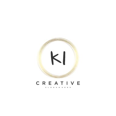 KI Güzellik vektörü ilk logosu, ilk imzası, düğün, moda, mücevher, butik, çiçek ve botanik, herhangi bir şirket ya da işletme için yaratıcı şablona sahip el yazısı sanat tasarımı..