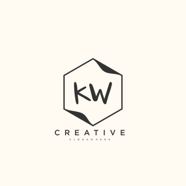 KW Güzellik vektörü ilk logosu, ilk imzanın el yazısı sanat tasarımı, düğün, moda, mücevher, butik, çiçek ve botanik herhangi bir şirket veya işletme için yaratıcı şablona sahip..