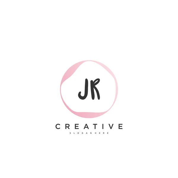 Jr美容ベクトル初期ロゴ 任意の会社やビジネスのための創造的なテンプレートを持つ初期の署名 結婚式 ファッション ジュエリー ブティック 花や植物の手書きのロゴアートデザイン — ストックベクタ