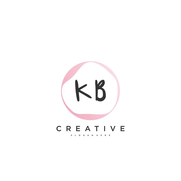 Kb任意の会社やビジネスのための創造的なテンプレートを持つ最初の署名 結婚式 ファッション ジュエリー ブティック 花や植物の美容ベクトルの初期ロゴ 手書きのロゴアートデザイン — ストックベクタ