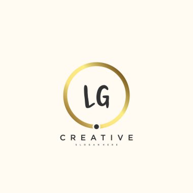 LG Güzellik Vektörü ilk logosu, ilk imzanın el yazısı sanat tasarımı, düğün, moda, mücevher, butik, çiçek ve botanik, herhangi bir şirket veya işletme için yaratıcı şablona sahip..