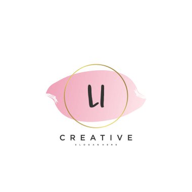 LI Güzellik vektörü ilk logosu, ilk imzanın el yazısı sanat tasarımı, düğün, moda, mücevher, butik, çiçek ve botanik herhangi bir şirket veya işletme için yaratıcı şablona sahip..