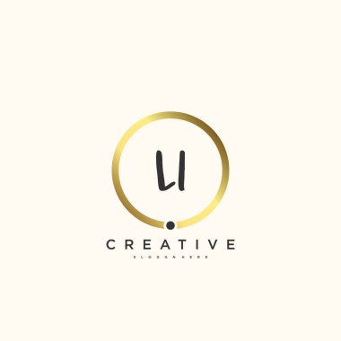 LI Güzellik vektörü ilk logosu, ilk imzanın el yazısı sanat tasarımı, düğün, moda, mücevher, butik, çiçek ve botanik herhangi bir şirket veya işletme için yaratıcı şablona sahip..