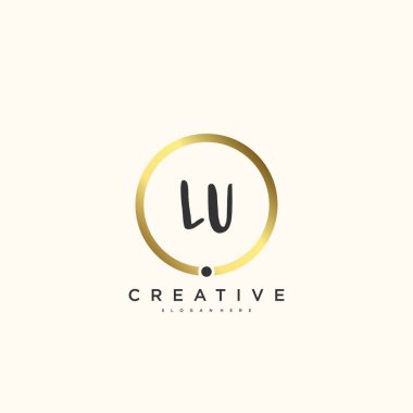 LU Güzellik vektörü ilk logosu, ilk imzanın el yazısı sanat tasarımı, düğün, moda, mücevher, butik, çiçek ve botanik, herhangi bir şirket veya işletme için yaratıcı şablona sahip..
