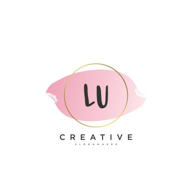 LU Güzellik vektörü ilk logosu, ilk imzanın el yazısı sanat tasarımı, düğün, moda, mücevher, butik, çiçek ve botanik, herhangi bir şirket veya işletme için yaratıcı şablona sahip..