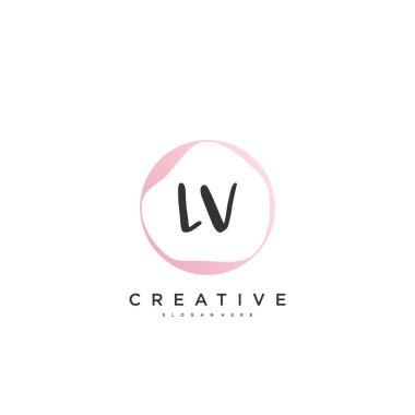 LV Güzellik Vektörü ilk logosu, ilk imzanın el yazısı sanat tasarımı, düğün, moda, mücevher, butik, çiçek ve botanik, herhangi bir şirket veya işletme için yaratıcı şablona sahip..