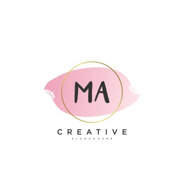 Ma Beauty vektör başlangıç logosu, ilk imzanın el yazısı sanat tasarımı, düğün, moda, mücevher, butik, çiçek ve botanik herhangi bir şirket veya iş için yaratıcı şablona sahip..