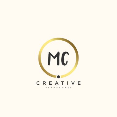 MC Güzellik Vektörü ilk logosu, ilk imzanın el yazısı sanat tasarımı, düğün, moda, mücevher, butik, çiçek ve botanik, herhangi bir şirket veya işletme için yaratıcı şablona sahip..