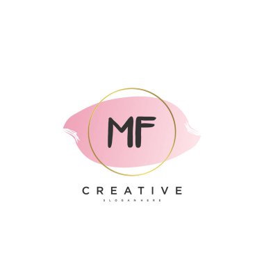 MF Güzellik Vektörü ilk logosu, ilk imzanın el yazısı sanat tasarımı, düğün, moda, mücevher, butik, çiçek ve botanik, herhangi bir şirket veya işletme için yaratıcı şablona sahip..