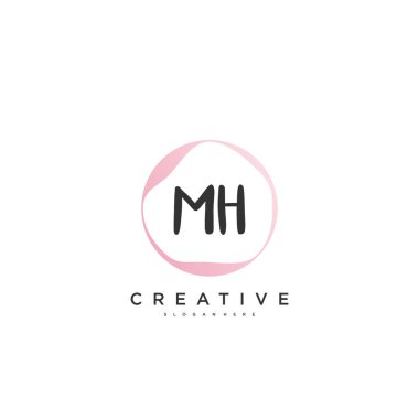 MH Güzellik Vektörü ilk logosu, ilk imzanın el yazısı sanat tasarımı, düğün, moda, mücevher, butik, çiçek ve botanik, herhangi bir şirket veya işletme için yaratıcı şablona sahip..