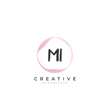MI güzellik vektörü ilk logosu, ilk imzanın el yazısı sanat tasarımı, düğün, moda, mücevher, butik, çiçek ve botanik, herhangi bir şirket veya iş için yaratıcı şablona sahip..