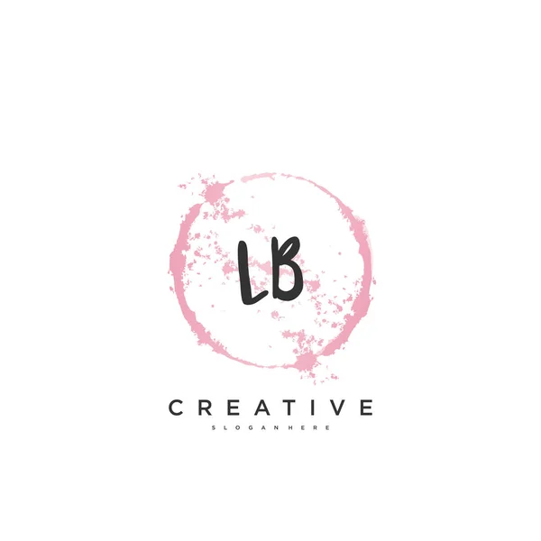 Lb美容ベクトル初期ロゴ 任意の会社やビジネスのための創造的なテンプレートと初期署名 結婚式 ファッション ジュエリー ブティック 花や植物の手書きのロゴアートデザイン — ストックベクタ