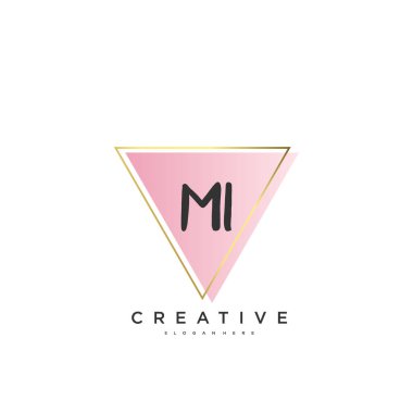 MI güzellik vektörü ilk logosu, ilk imzanın el yazısı sanat tasarımı, düğün, moda, mücevher, butik, çiçek ve botanik, herhangi bir şirket veya iş için yaratıcı şablona sahip..