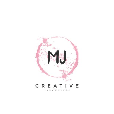 M.J. Güzellik vektörü ilk logosu, ilk imzanın el yazısı sanat tasarımı, düğün, moda, mücevher, butik, çiçek ve botanik, herhangi bir şirket veya işletme için yaratıcı şablona sahip..