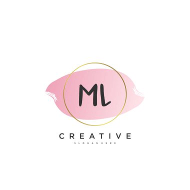 ML Güzellik Vektörü ilk logosu, ilk imzanın el yazısı sanat tasarımı, düğün, moda, mücevher, butik, çiçek ve botanik, herhangi bir şirket veya işletme için yaratıcı şablona sahip..