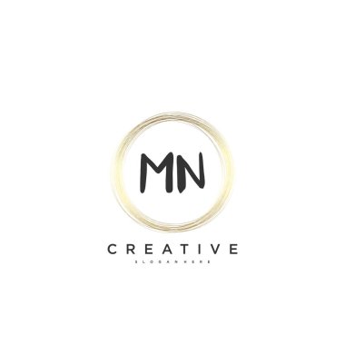 MN Güzellik vektörü ilk logosu, ilk imzanın el yazısı sanat tasarımı, düğün, moda, mücevher, butik, çiçek ve botanik, herhangi bir şirket ya da işletme için yaratıcı şablona sahip..