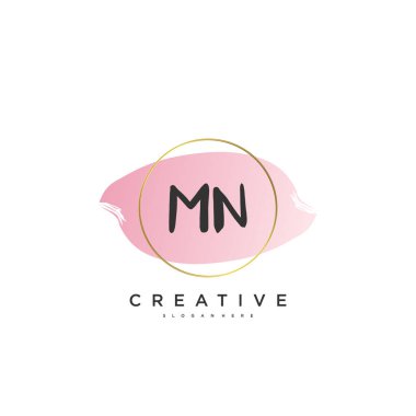 MN Güzellik vektörü ilk logosu, ilk imzanın el yazısı sanat tasarımı, düğün, moda, mücevher, butik, çiçek ve botanik, herhangi bir şirket ya da işletme için yaratıcı şablona sahip..
