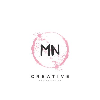 MN Güzellik vektörü ilk logosu, ilk imzanın el yazısı sanat tasarımı, düğün, moda, mücevher, butik, çiçek ve botanik, herhangi bir şirket ya da işletme için yaratıcı şablona sahip..
