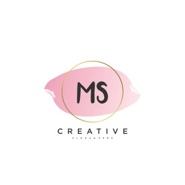 MS Beauty vektör başlangıç logosu, ilk imzanın el yazısı sanat tasarımı, düğün, moda, mücevher, butik, çiçek ve botanik, herhangi bir şirket veya işletme için yaratıcı şablona sahip..