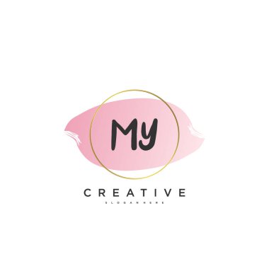 My Beauty vektör ilk logo, el yazısı sanat tasarımı ilk imza, düğün, moda, mücevher, butik, çiçek ve botanik herhangi bir şirket veya işletme için yaratıcı şablona sahip.