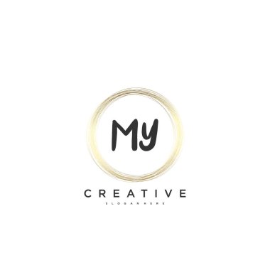 My Beauty vektör ilk logo, el yazısı sanat tasarımı ilk imza, düğün, moda, mücevher, butik, çiçek ve botanik herhangi bir şirket veya işletme için yaratıcı şablona sahip.