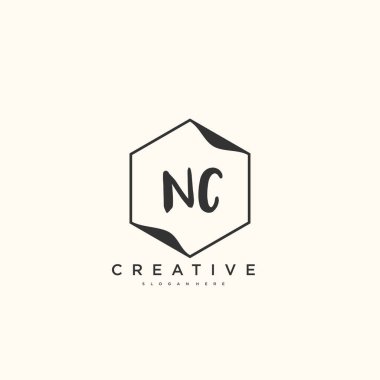 NC Güzellik Vektörü ilk logosu, ilk imzanın el yazısı sanat tasarımı, düğün, moda, mücevher, butik, çiçek ve botanik, herhangi bir şirket veya işletme için yaratıcı şablona sahip..