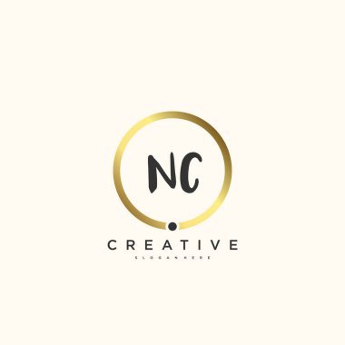 NC Güzellik Vektörü ilk logosu, ilk imzanın el yazısı sanat tasarımı, düğün, moda, mücevher, butik, çiçek ve botanik, herhangi bir şirket veya işletme için yaratıcı şablona sahip..