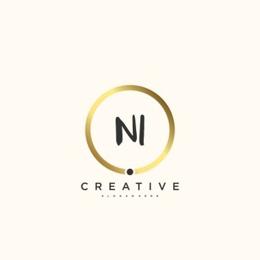 NI Güzellik vektörü ilk logosu, ilk imzanın el yazısı sanat tasarımı, düğün, moda, mücevher, butik, çiçek ve botanik herhangi bir şirket veya işletme için yaratıcı şablona sahip..