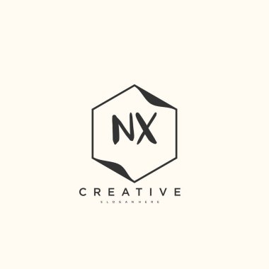NX güzellik vektörü ilk logosu, ilk imzanın el yazısı sanat tasarımı, düğün, moda, mücevher, butik, çiçek ve botanik, herhangi bir şirket veya işletme için yaratıcı şablona sahip..