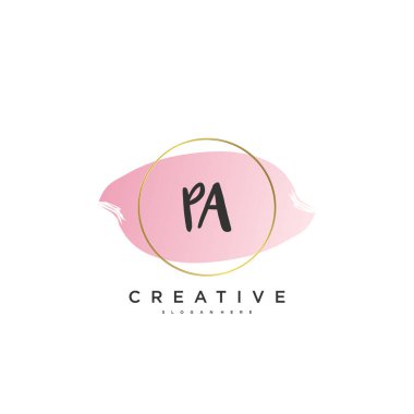 pa Beauty vektör ilk logo, el yazısı sanat tasarımı ilk imza, düğün, moda, mücevher, butik, çiçek ve botanik herhangi bir şirket veya işletme için yaratıcı şablon ile.