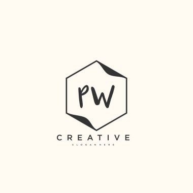 PW Beauty vektör ilk logo, el yazısı sanat tasarımı imza, düğün, moda, mücevher, butik, çiçek ve botanik herhangi bir şirket veya iş için yaratıcı şablona sahip..