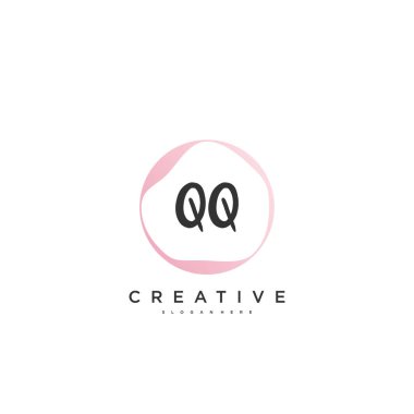 QQ Güzellik vektörü ilk logosu, ilk imzanın el yazısı sanat tasarımı, düğün, moda, mücevher, butik, çiçek ve botanik, herhangi bir şirket veya işletme için yaratıcı şablona sahip..