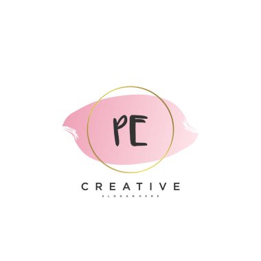 Beden Eğitimi Vektörü ilk logosu, ilk imzanın el yazısı sanat tasarımı, düğün, moda, mücevher, butik, çiçek ve botanik, herhangi bir şirket veya işletme için yaratıcı şablona sahip..