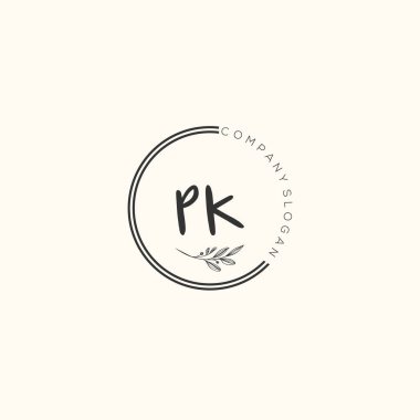 PK Güzellik Vektörü ilk logosu, ilk imzanın el yazısı sanat tasarımı, düğün, moda, mücevher, butik, çiçek ve botanik, herhangi bir şirket veya işletme için yaratıcı şablona sahip..