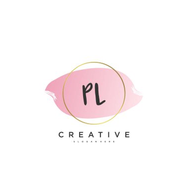 PL Güzellik Vektörü ilk logosu, ilk imzanın el yazısı sanat tasarımı, düğün, moda, mücevher, butik, çiçek ve botanik, herhangi bir şirket veya işletme için yaratıcı şablona sahip..
