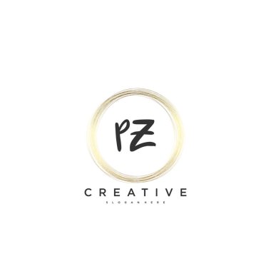 PZ Güzellik Vektörü ilk logosu, ilk imzanın el yazısı sanat tasarımı, düğün, moda, mücevher, butik, çiçek ve botanik, herhangi bir şirket veya işletme için yaratıcı şablona sahip..