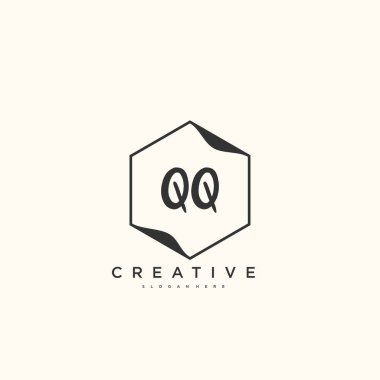 QQ Güzellik vektörü ilk logosu, ilk imzanın el yazısı sanat tasarımı, düğün, moda, mücevher, butik, çiçek ve botanik, herhangi bir şirket veya işletme için yaratıcı şablona sahip..