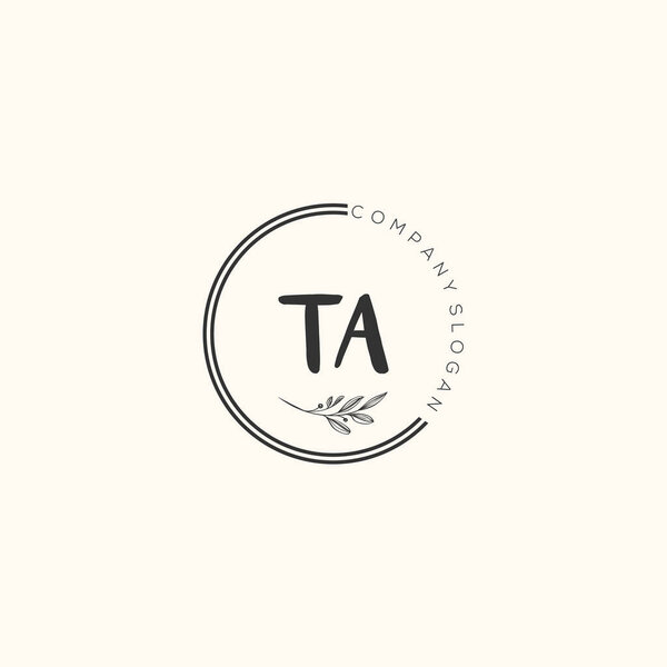 TA Beauty vector initial logo, handwriting logo art design of initial signature, wedding, fashion, jewerly, boutique, floral and botanical with creative template for any company or business.