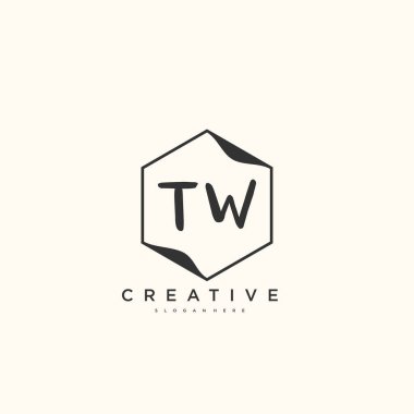TW güzellik vektörü ilk logosu, ilk imzanın el yazısı sanat tasarımı, düğün, moda, mücevher, butik, çiçek ve botanik, herhangi bir şirket ya da işletme için yaratıcı şablona sahip..