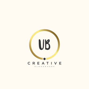 UB Güzellik vektörü ilk logosu, ilk imzanın el yazısı sanat tasarımı, düğün, moda, mücevher, butik, çiçek ve botanik, herhangi bir şirket ya da işletme için yaratıcı şablona sahip..