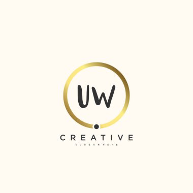UW Güzellik vektörü ilk logosu, ilk imzanın el yazısı sanat tasarımı, düğün, moda, mücevher, butik, çiçek ve botanik, herhangi bir şirket veya işletme için yaratıcı şablona sahip..