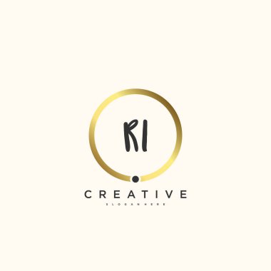RI Beauty vector initial logo, handwriting logo art design of initial signature, wedding, fashion, jewerly, boutique, floral and botanical with creative template for any company or business.
