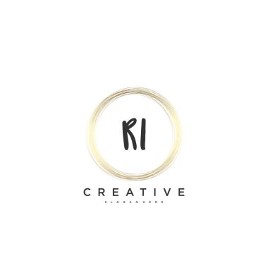 RI Beauty vector initial logo, handwriting logo art design of initial signature, wedding, fashion, jewerly, boutique, floral and botanical with creative template for any company or business.