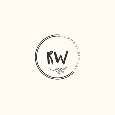RW Beauty vector initial logo, handwriting logo art design of initial signature, wedding, fashion, jewerly, boutique, floral and botanical with creative template for any company or business. clipart