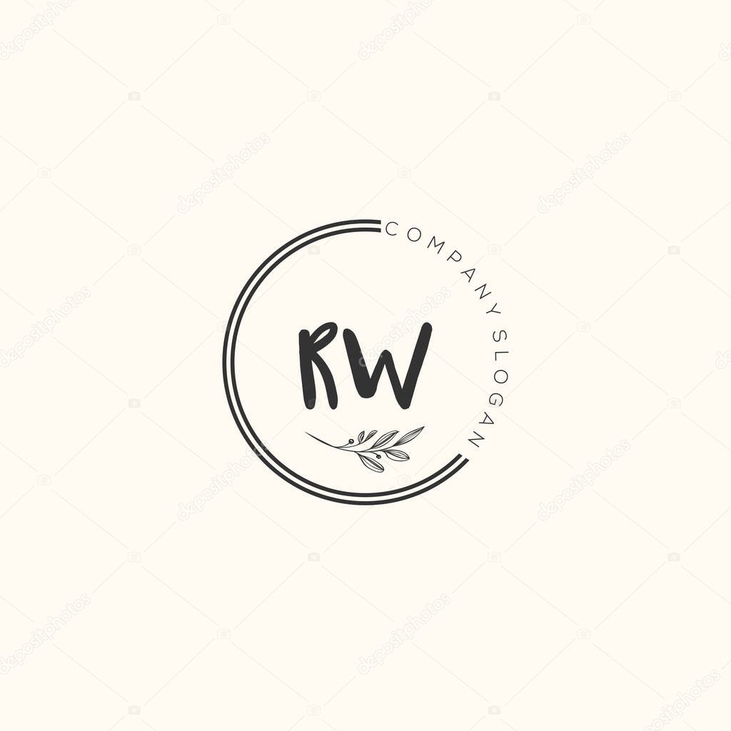 RW Beauty vector initial logo, handwriting logo art design of initial signature, wedding, fashion, jewerly, boutique, floral and botanical with creative template for any company or business.