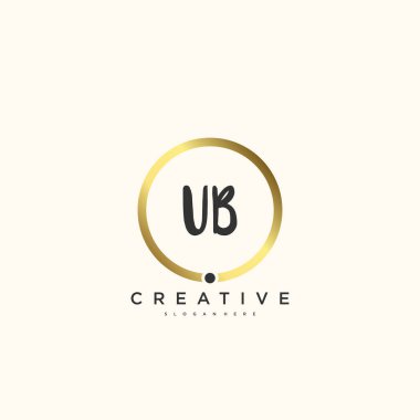 UB Güzellik vektörü ilk logosu, ilk imzanın el yazısı sanat tasarımı, düğün, moda, mücevher, butik, çiçek ve botanik, herhangi bir şirket ya da işletme için yaratıcı şablona sahip..